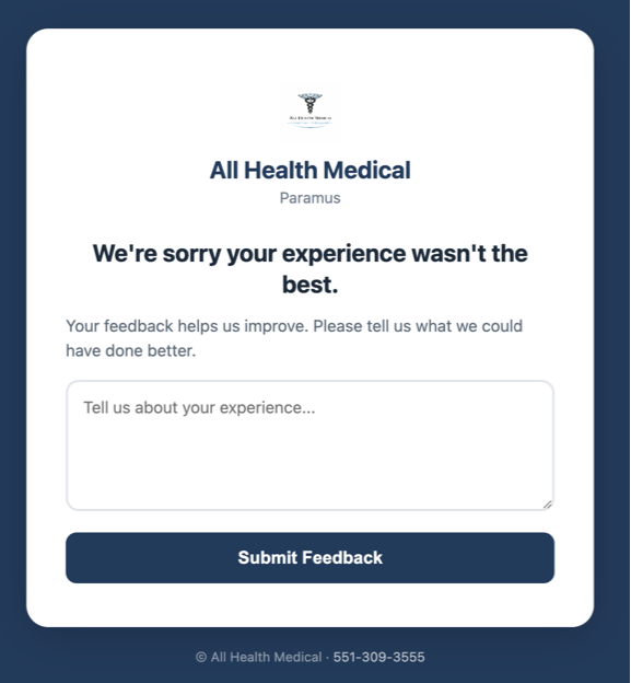 Private feedback form