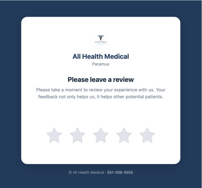 Branded review rating page